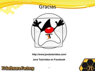 Gracias30http://www.javatutoriales.com/Java Tutoriales en Facebook