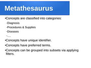 Metathesaurus Unified Medical Language System & MetaMap | PDF