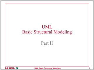 UML Basic Structural Modeling 1
UML
Basic Structural Modeling
Part II
 