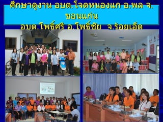ศึกษาดูงาน อบต.โจดหนองแก อ.พล จ.
               ขอนแก่น
   อบต.โพธิ์ศรี อ.โพธิ์ชัย จ.ร้อยเอ็ด
 