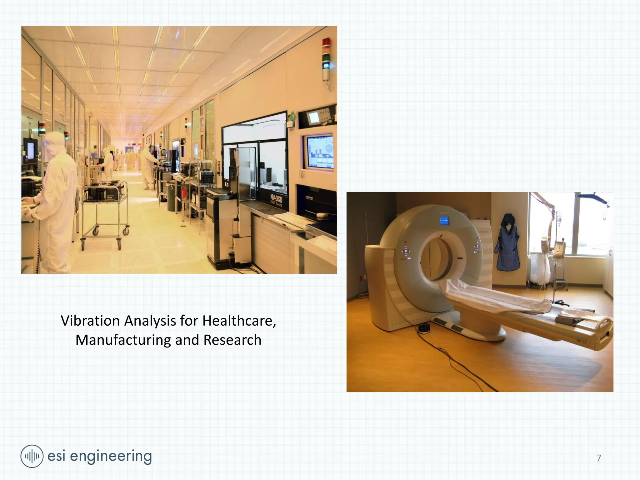 Vibration Analysis for Healthcare,
Manufacturing and Research
7
 