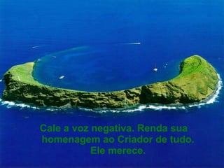 Cale a voz negativa. Renda sua
homenagem ao Criador de tudo.
Ele merece.
 