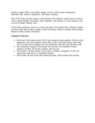 Umoja east africa mission vision and project | PDF