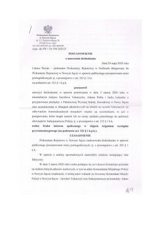 Umorzenie zarzutow o szerzenie pornografii za badanie habilitacji rektora 