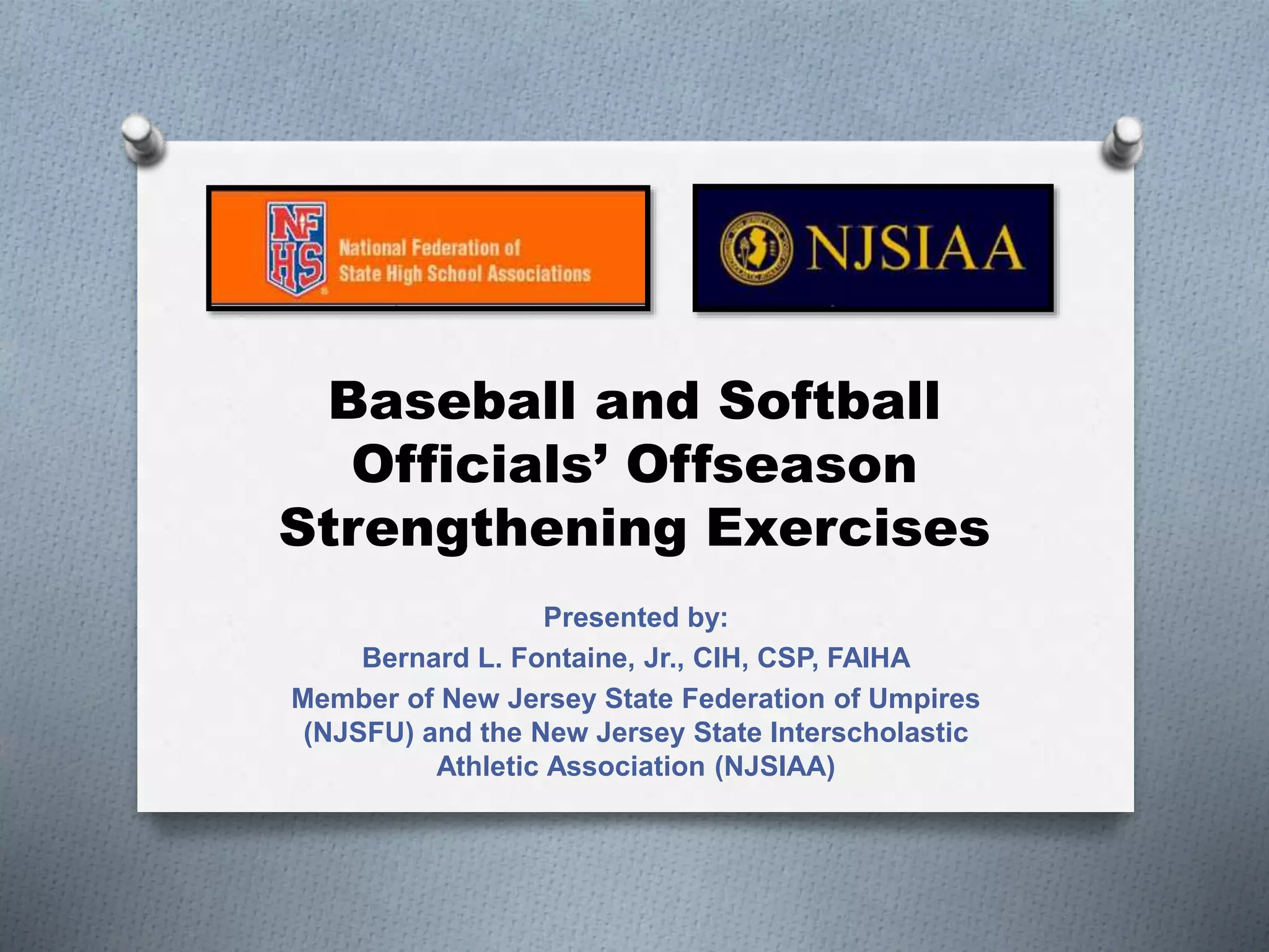 Baseball and Softball Officials' Offseason Strengthening Exercises | PPTX