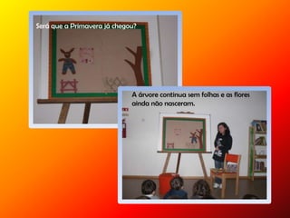 Será que a Primavera já chegou?
A árvore continua sem folhas e as flores
ainda não nasceram.
 