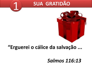 “Erguerei o cálice da salvação ...
Salmos 116:13
SUA GRATIDÃO
1
 