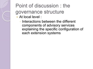 Innovation in the farming systems: presentation of some research conducted by the Research Unit Innovation and Development in Agriculture and Food from CIRAD