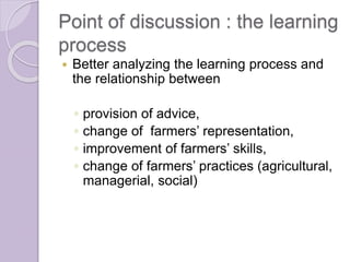 Innovation in the farming systems: presentation of some research conducted by the Research Unit Innovation and Development in Agriculture and Food from CIRAD