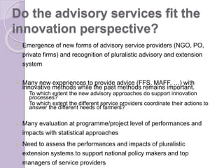Innovation in the farming systems: presentation of some research conducted by the Research Unit Innovation and Development in Agriculture and Food from CIRAD