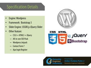 •
•
•
•
–
–
–
–
–
Presented by:
Ardian Perdana Putra of
Ganesha Inspirasi Indonesia
 