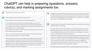 ChatGPT can help in preparing (questions, answers,
rubrics), and marking assignments too
 