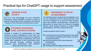Practical tips for ChatGPT usage to support assessment
Centre for Academic Development and Leadership Excellence (CADe-Lead), UPM
 