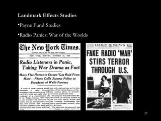 Landmark Effects Studies Payne Fund Studies Radio Panics: War of the Worlds 