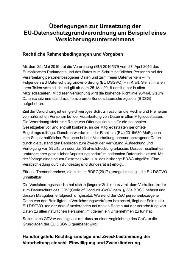 berlegungen zur umsetzung der eu datenschutzgrundverordnung am beispiel eines versicherungsunternehmens rechtliche rahmen - Einwilligungserklrung Muster berlegungen zur umsetzung der eu datenschutzgrundverordnung am beispiel eines versicherungsunternehmens rechtliche rahmen - Einwilligungserklrung Muster