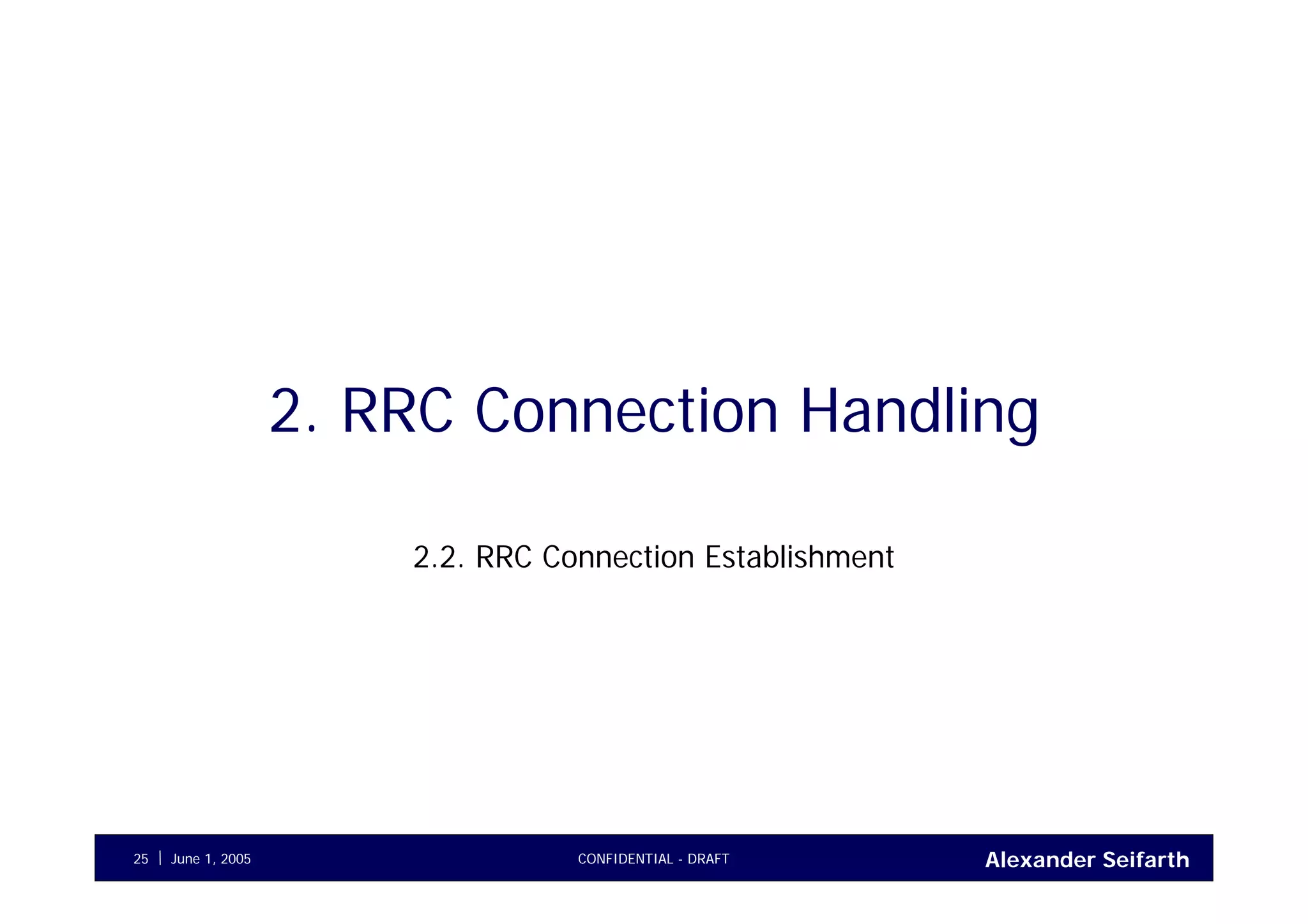 Alexander SeifarthCONFIDENTIAL - DRAFTJune 1, 200525
2. RRC Connection Handling
2.2. RRC Connection Establishment
 