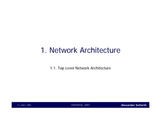 Alexander SeifarthCONFIDENTIAL - DRAFTJune 1, 20053
1. Network Architecture
1.1. Top Level Network Architecture
 