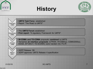 History
01/03/16 3G UMTS 7
 