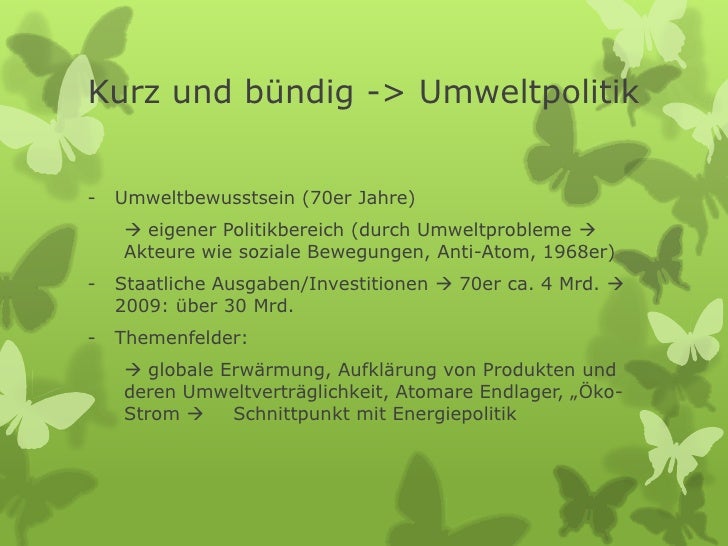 Umweltpolitik ergebnissicherung