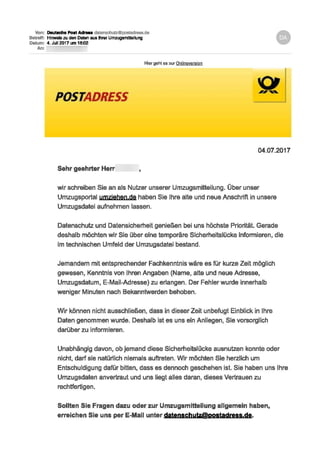 Post warnt umziehen.de-Kunden