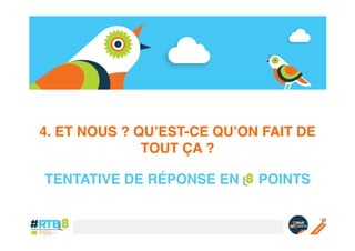 4. ET NOUS ? QU’EST-CE QU’ON FAIT DE
TOUT ÇA ?!

!

TENTATIVE DE RÉPONSE EN

POINTS!

 