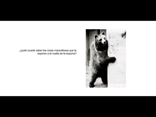 ¿quién puede saber las cosas maravillosas que te esperan a la vuelta de la esquina? 