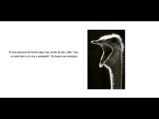 Si otra persona ha hecho algo mal, ponte de pié y dile: ”eso no está bien y no voy a aceptarlo”. Es bueno ser enérgico. 