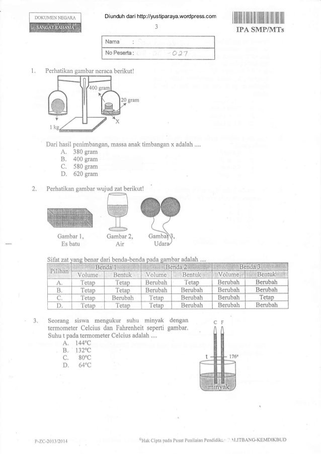 Soal Un Ipa Smp Mts 2014 Kd Pengaruh Seorang Limbah