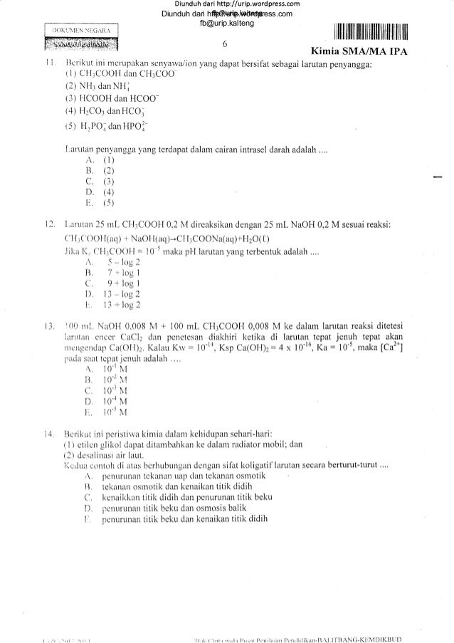 Soal Un Sifat Koligatif Larutan Revisi Id