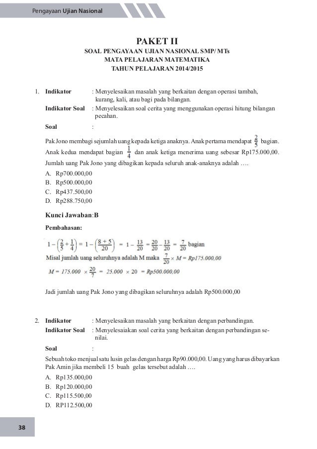 Soal un matematika sd 2015 pdf