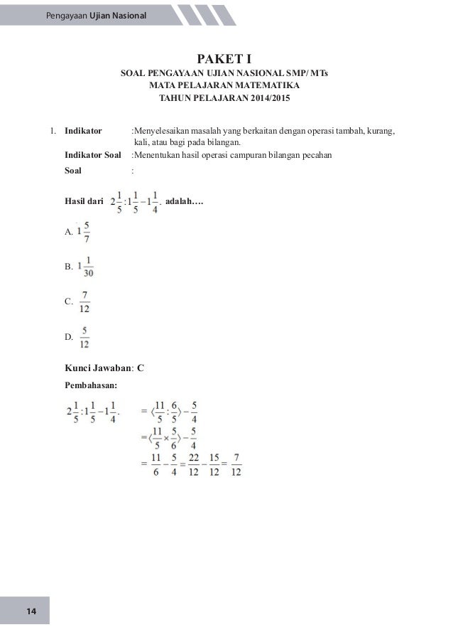 Contoh Latihan Soal Soal Un Matematika Smp Pecahan Contoh Latihan Soal Soal Un Matematika Smp Pecahan