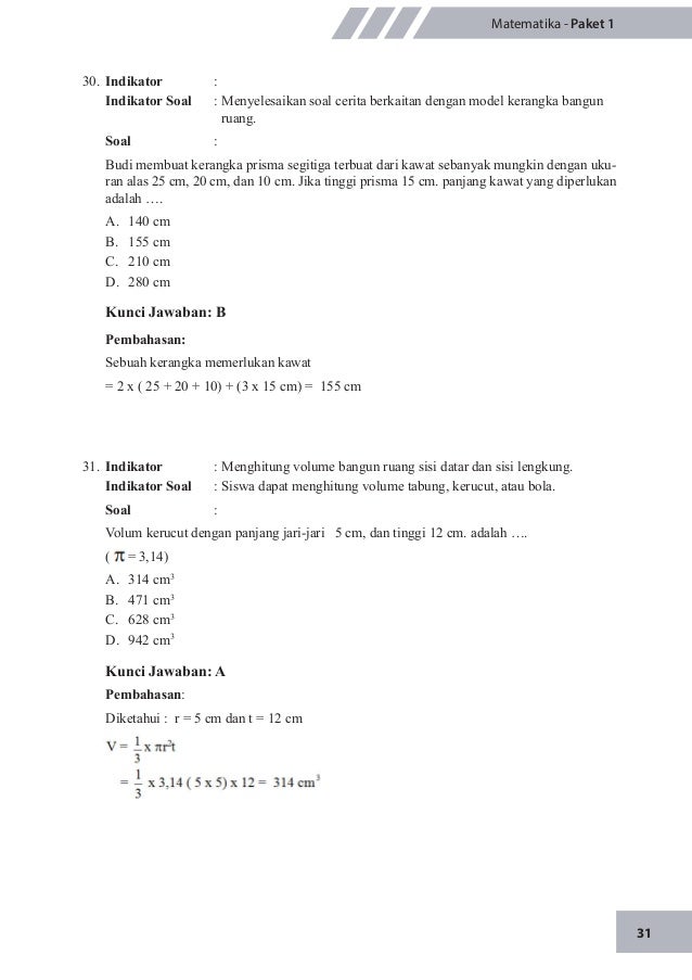 Kunci Jawaban Un Matematika Smp 2015 Menjawab Soal