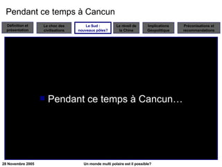 Pendant ce temps à Cancun Pendant ce temps à Cancun… Le Sud : nouveaux pôles? 