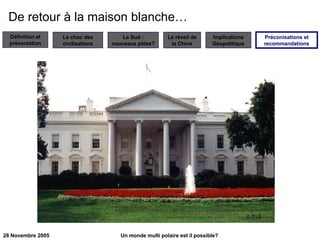 De retour à la maison blanche… Préconisations et recommandations 