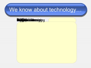We know about technology… 