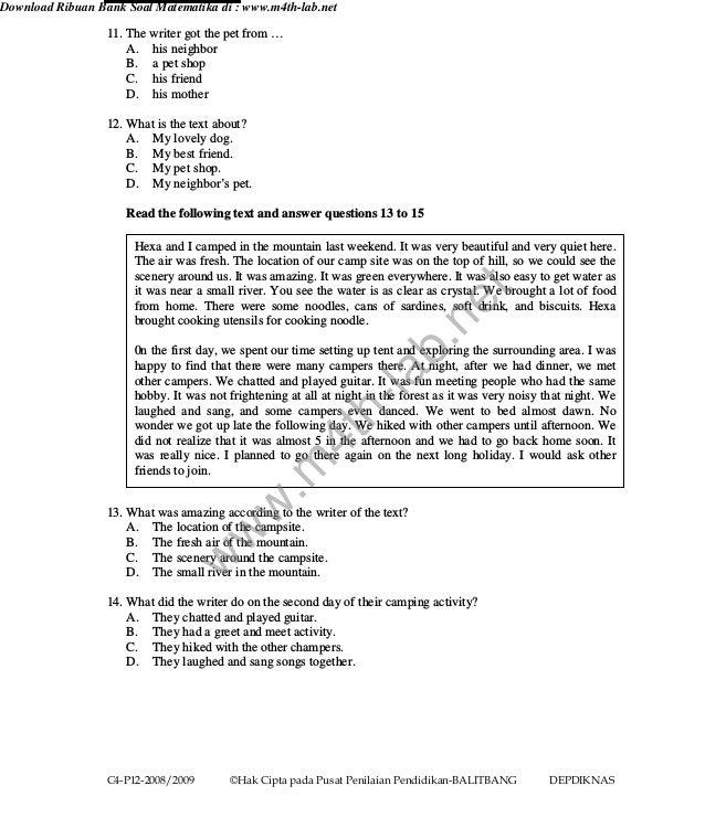 Soal Matematika Dalam Bahasa Inggris Helmi Kediris