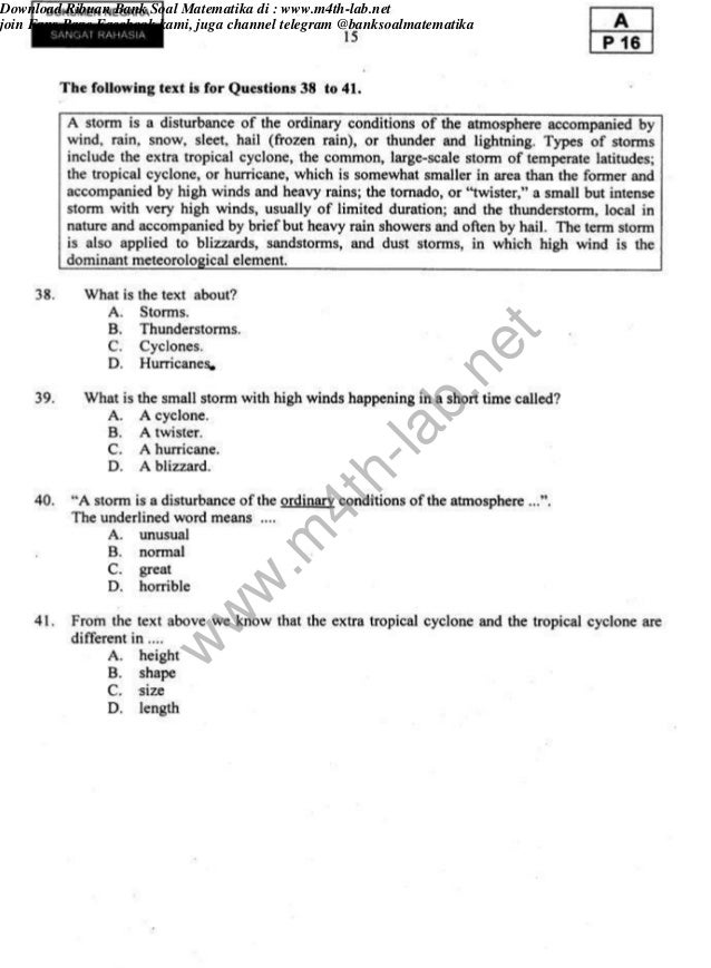 SOAL UN BAHASA INGGRIS TAHUN 2010