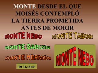 MONTE  DESDE EL QUE MOISÉS CONTEMPLÓ LA TIERRA PROMETIDA ANTES DE MORIR MONTE NEBO MONTE TABOR MONTE GARIZÍN MONTE HERMÓN MONTE NEBO Dt 32,48-50 
