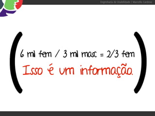 Engenharia de Usabilidade / Marcello Cardoso




(
6 mil fem / 3 mil masc = 2/3 fem
Isso é um informação.
                                                 )
 