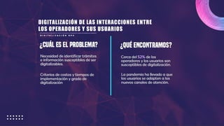 DIGITALIZACIÓN DE LAS INTERACCIONES ENTRE
LOS OPERADORES Y SUS USUARIOS
 