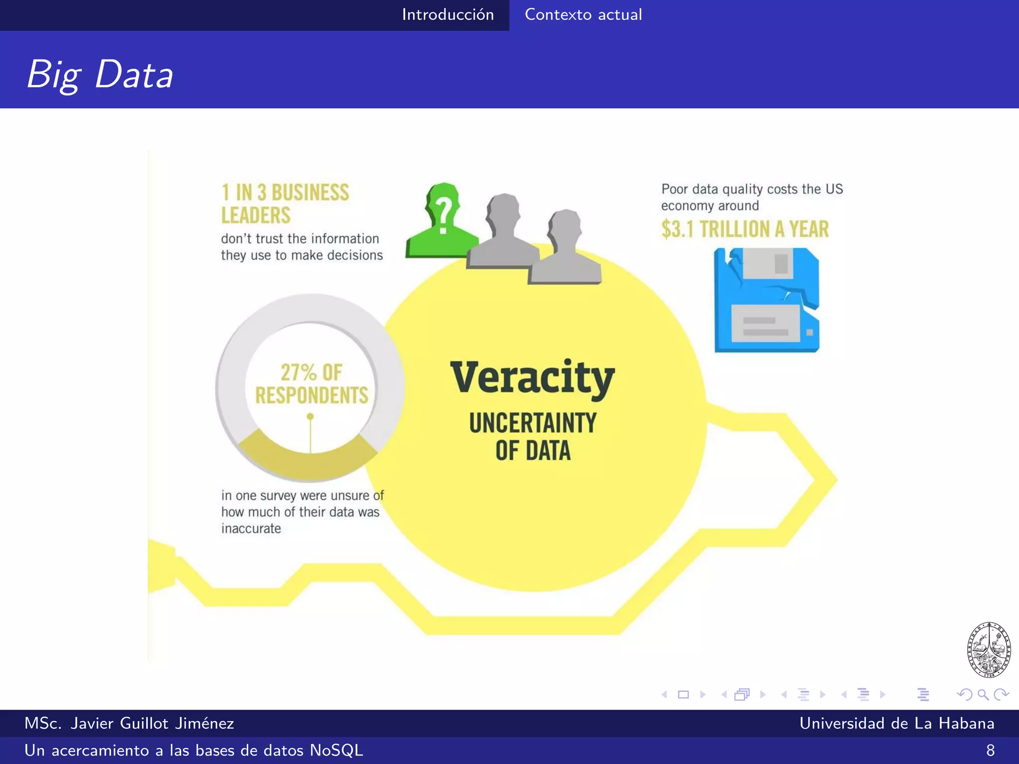 Introducción Necesidades actuales
Escalamiento vertical
Couchbase. (2014, junio). Why NoSQL? Disponible en: http://info.couchbase.com/whyNoSQL-LP.html (10/07/2014)
MSc. Javier Guillot Jiménez Universidad de La Habana
Un acercamiento a las bases de datos NoSQL 12
 