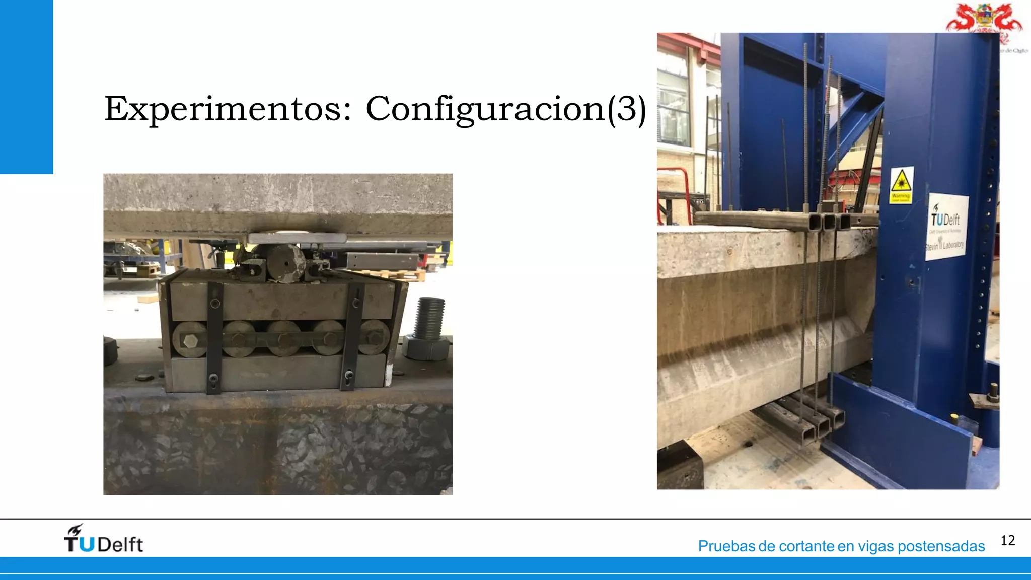 12Pruebas de cortante en vigas postensadas
Experimentos: Configuracion(3)
 
