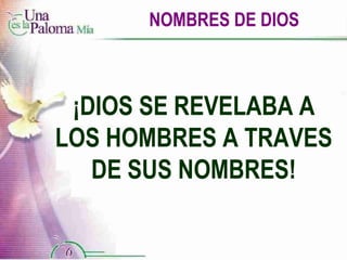 NOMBRES DE DIOS ¡DIOS SE REVELABA A LOS HOMBRES A TRAVES DE SUS NOMBRES! 