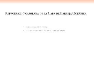 Reproducció casolana de la Capa de Barreja Oceànica
- 1 got Aigua molt freda
- 1/2 got Aigua molt calenta, amb colorant
 