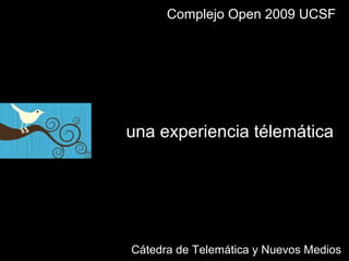 una experiencia télemática
Complejo Open 2009 UCSF
Cátedra de Telemática y Nuevos Medios
 