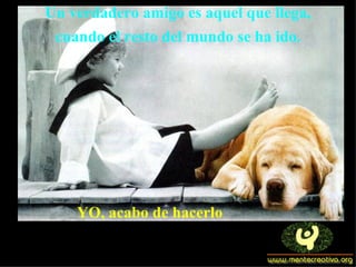 Un verdadero amigo es aquel que llega, cuando el resto del mundo se ha ido.  YO, acabo de hacerlo  