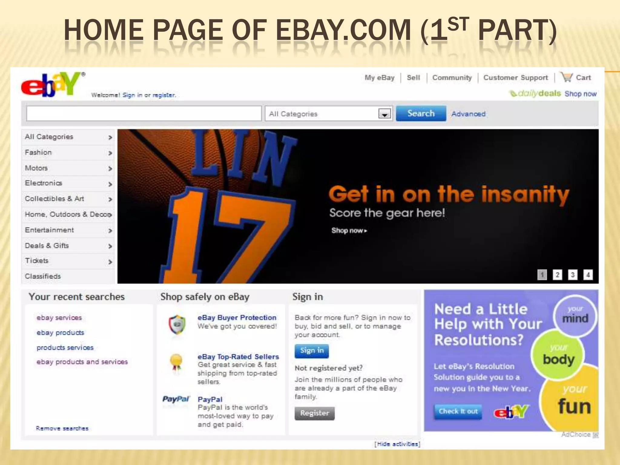 HOME PAGE OF EBAY.COM (1ST PART)
 
