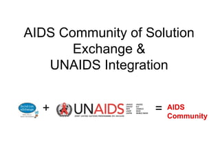 AIDS Community of Solution Exchange & UNAIDS Integration + = AIDS  Community   