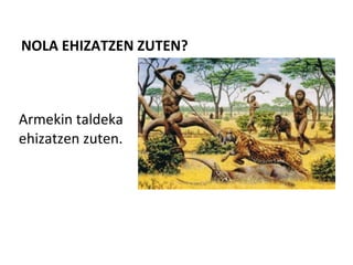 NOLA EHIZATZEN ZUTEN?
Armekin taldeka
ehizatzen zuten.
 