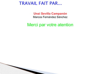TRAVAIL FAIT PAR...
Unai Sevilla Campanón
Marcos Fernández Sánchez
Merci par votre atention
 